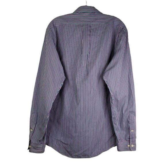 Polo Ralph Lauren Oxford Mens Large 16 Purple Stripe LS Button Down Shirt Vtg - Picture 3 of 10